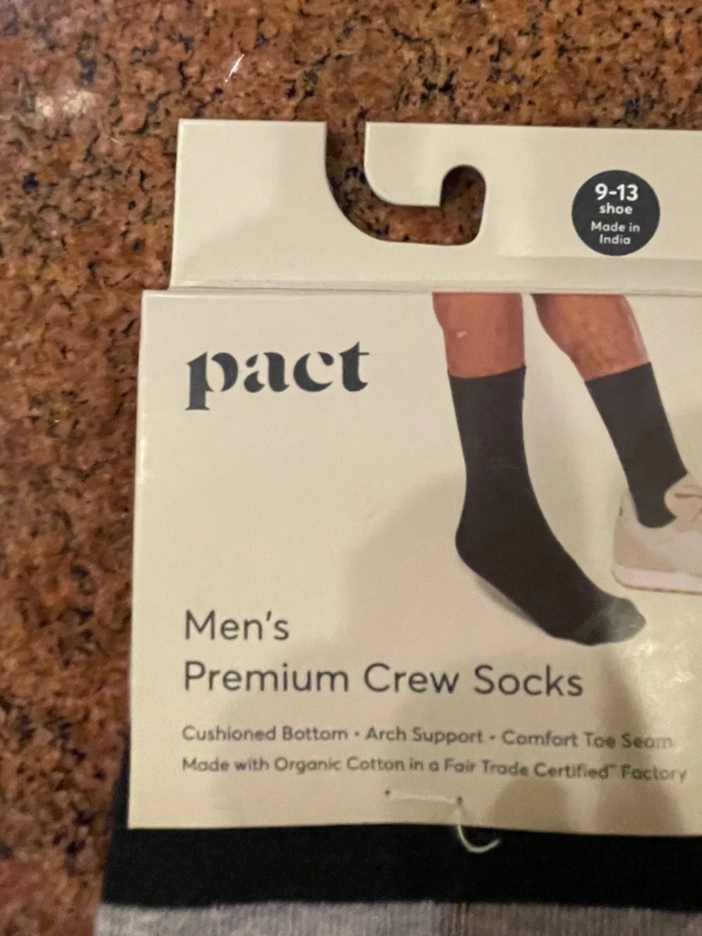 NEW! Men's Black High Tide Stripe Heather Grey Crew Socks. Size 9-13